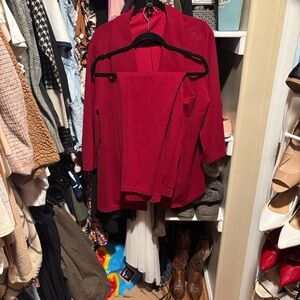 SHEIN Curve Vibrant Red Blazer and Pant Suite Set